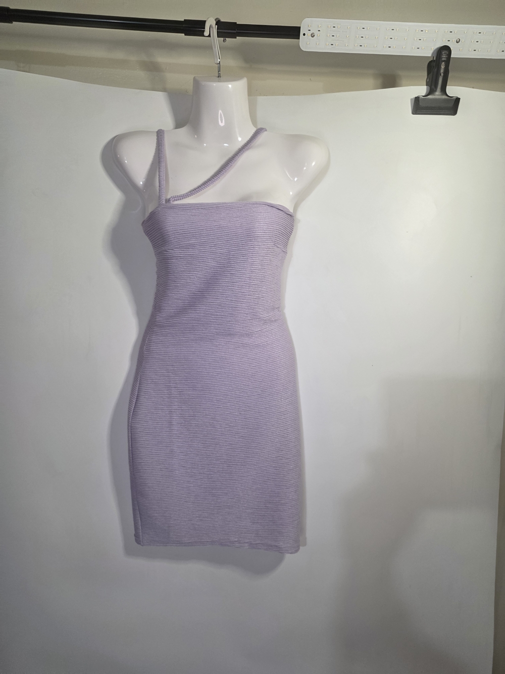 Asymmetric One-Shoulder Lavender Bodycon Dress Size XS.